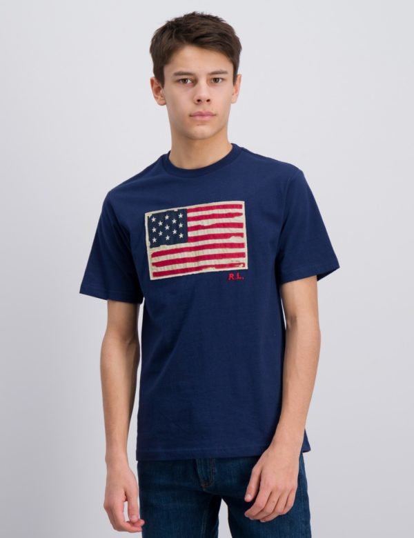 Ralph Lauren Short Sleeve Flag T Shirt T-Paita Sininen