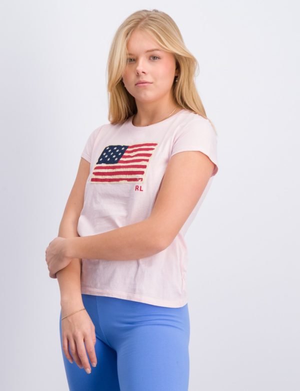 Ralph Lauren Short Sleeve Flag T Shirt T-Paita Vaaleanpunainen