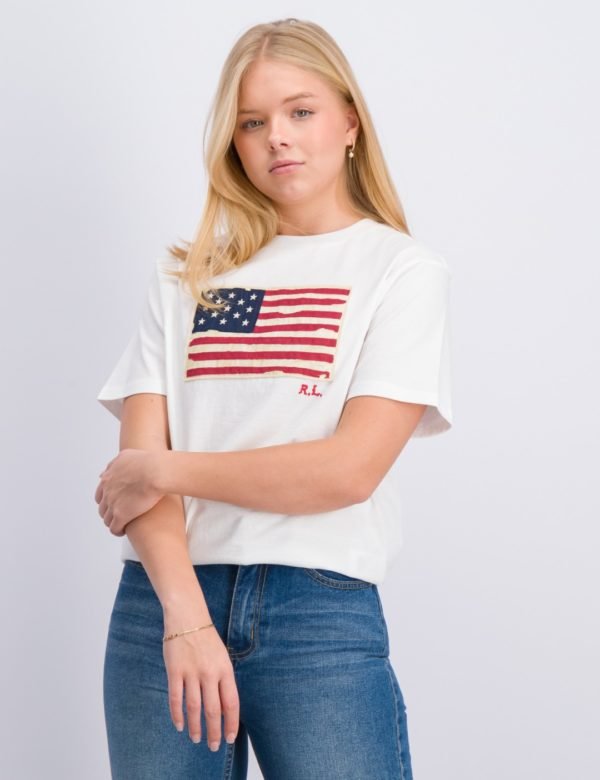 Ralph Lauren Short Sleeve Flag T Shirt T-Paita Valkoinen