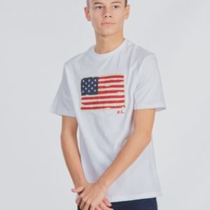 Ralph Lauren Short Sleeve Flag T Shirt T-Paita Valkoinen