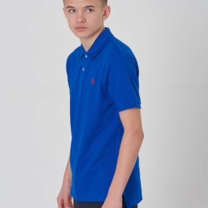 Ralph Lauren Slim Polo Tops Knit Pikee Sininen