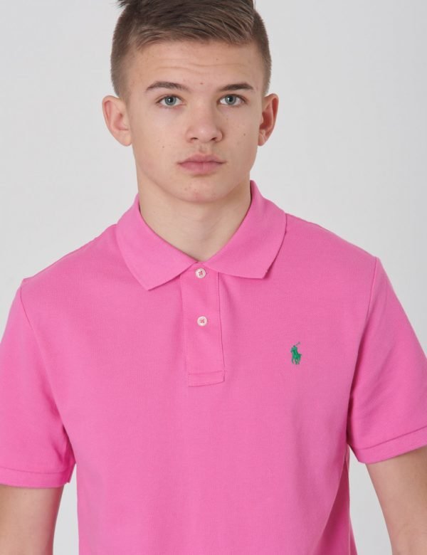 Ralph Lauren Slim Polo Tops Knit Pikee Vaaleanpunainen