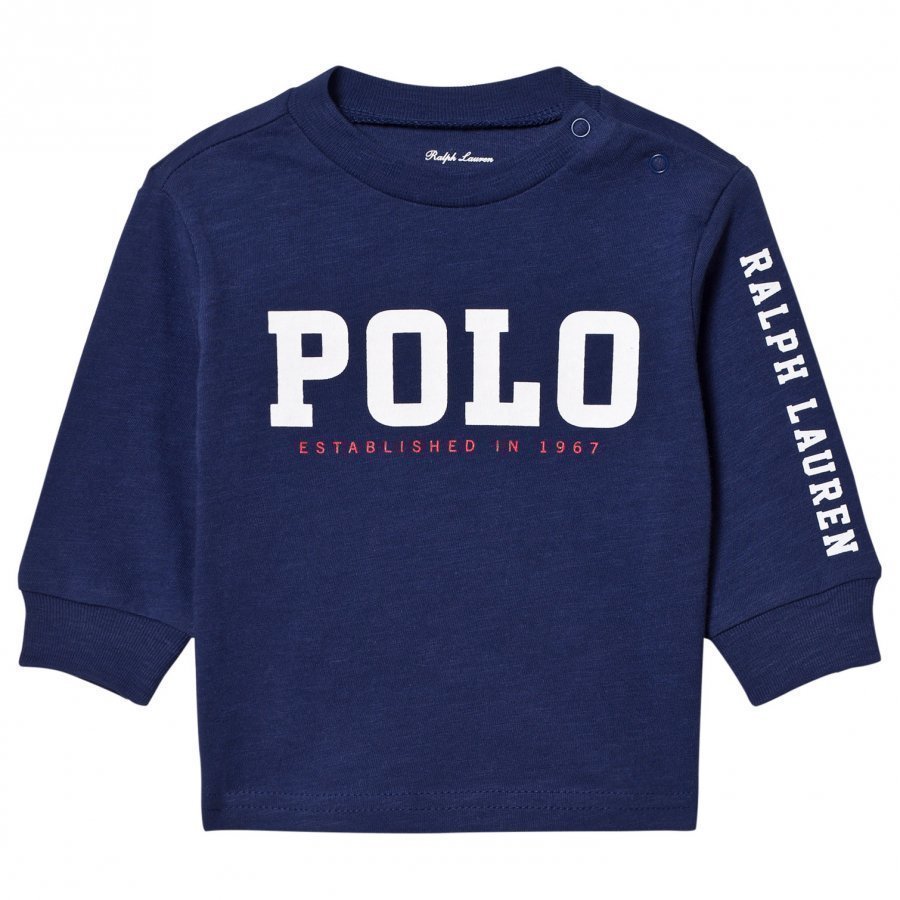 Ralph Lauren Slub Cotton Jersey Graphic Tee Navy Pitkähihainen T-Paita