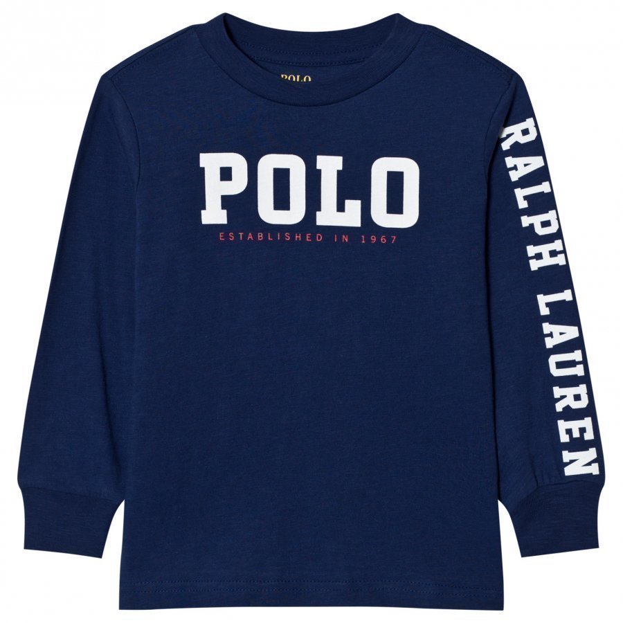 Ralph Lauren Slub Cotton Jersey Graphic Tee Navy Pitkähihainen T-Paita