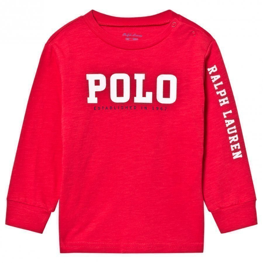 Ralph Lauren Slub Cotton Jersey Graphic Tee Red Pitkähihainen T-Paita