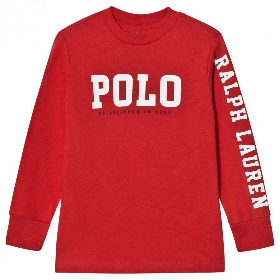 Ralph Lauren Slub Cotton Jersey Graphic Tee Red Pitkähihainen T-Paita