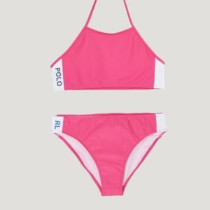 Ralph Lauren Solid Swimwear 2 Pc Swim Bikinit Vaaleanpunainen