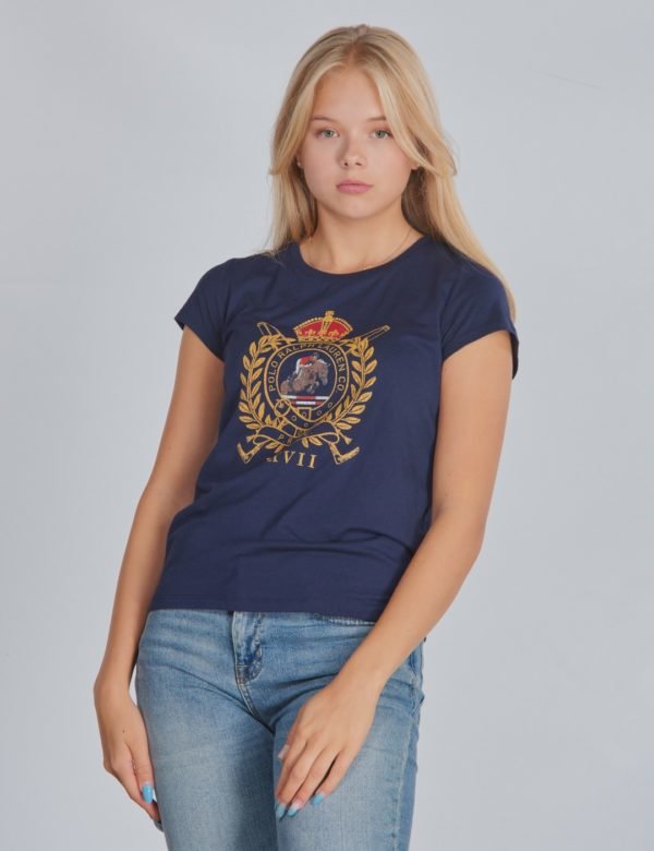 Ralph Lauren Ss Graphic T Tops Knit T-Paita Sininen