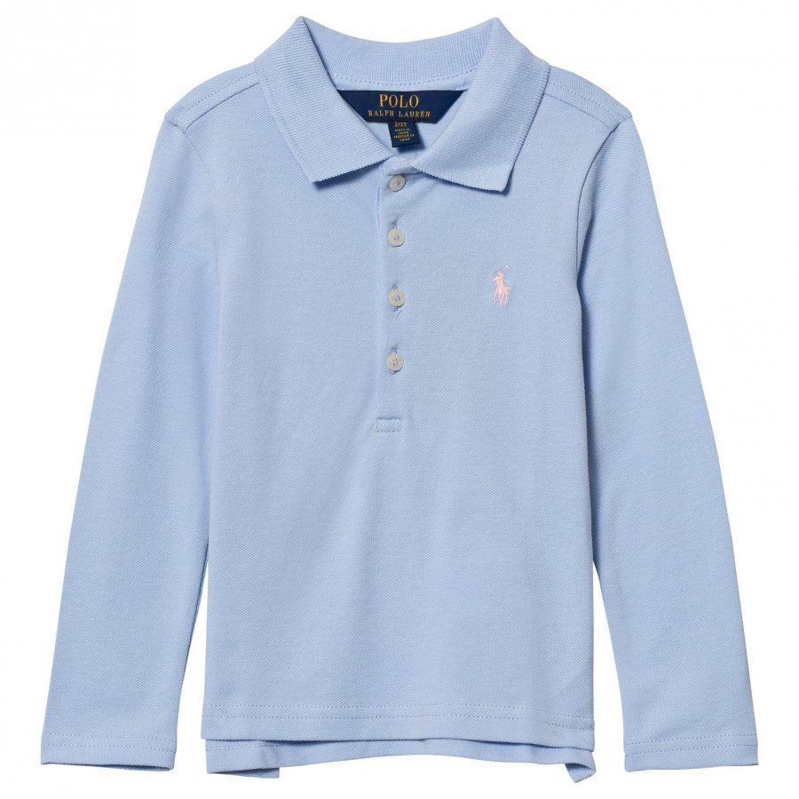 Ralph Lauren Stretch Mesh Long Sleeve Polo Blue Pikeepaita