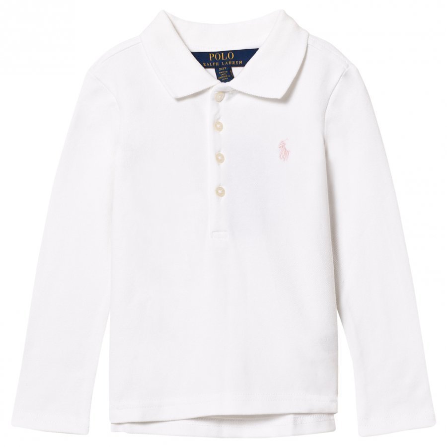 Ralph Lauren Stretch Mesh Long Sleeve Polo White Pikeepaita