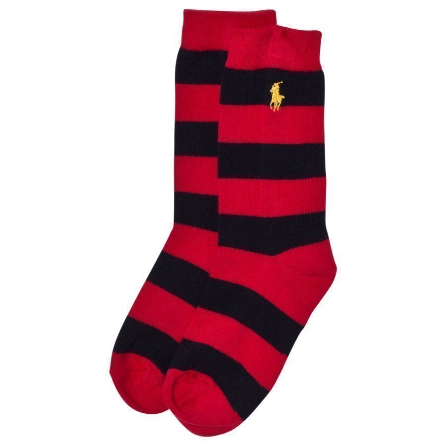 Ralph Lauren Stripe Socks Red Sukat