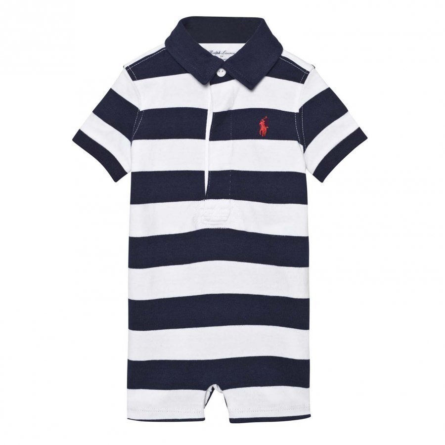 Ralph Lauren Striped Cotton Jersey Romper French Navy/White Romper Puku