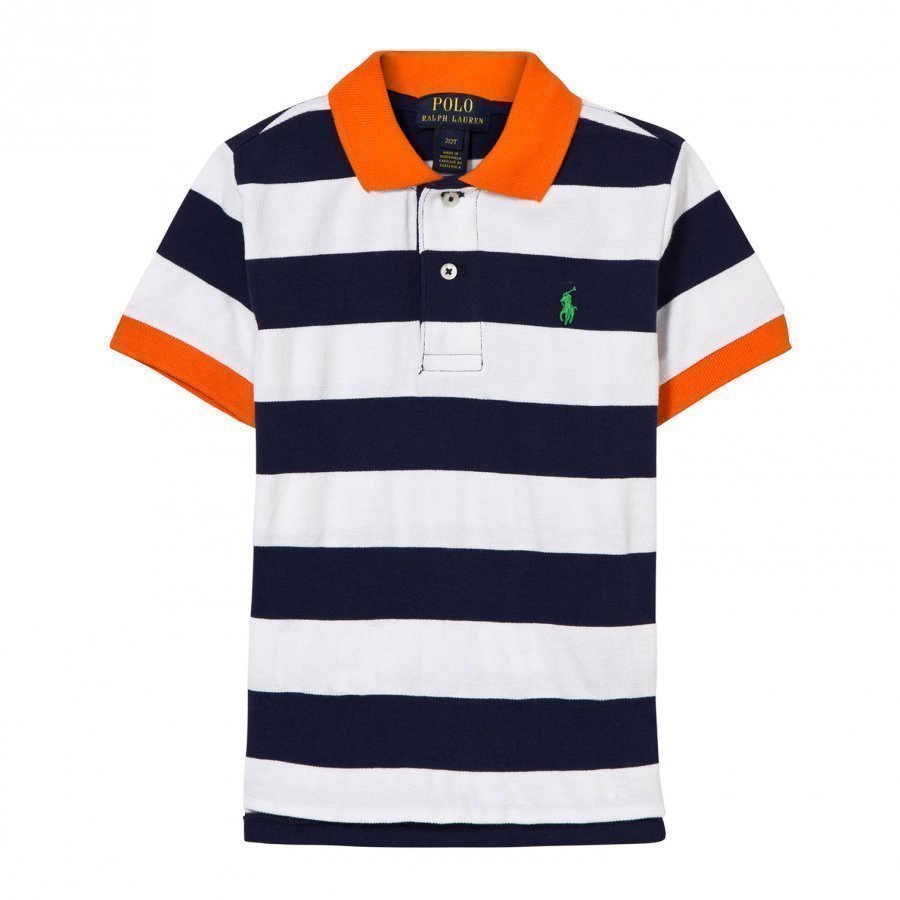 Ralph Lauren Striped Cotton Mesh Polo Shirt White Multi Pikeepaita