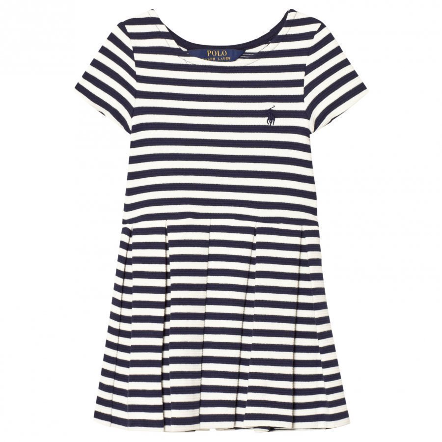 Ralph Lauren Striped Pleated Ponte Dress Navy Mekko