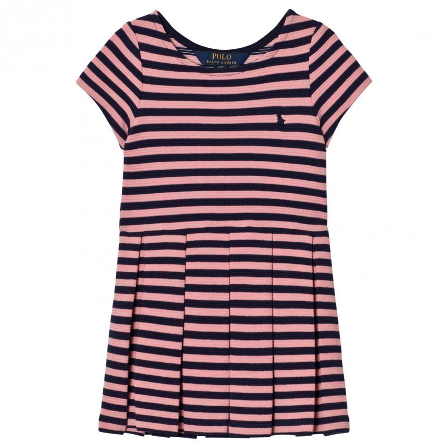 Ralph Lauren Striped Pleated Ponte Dress Pink Mekko