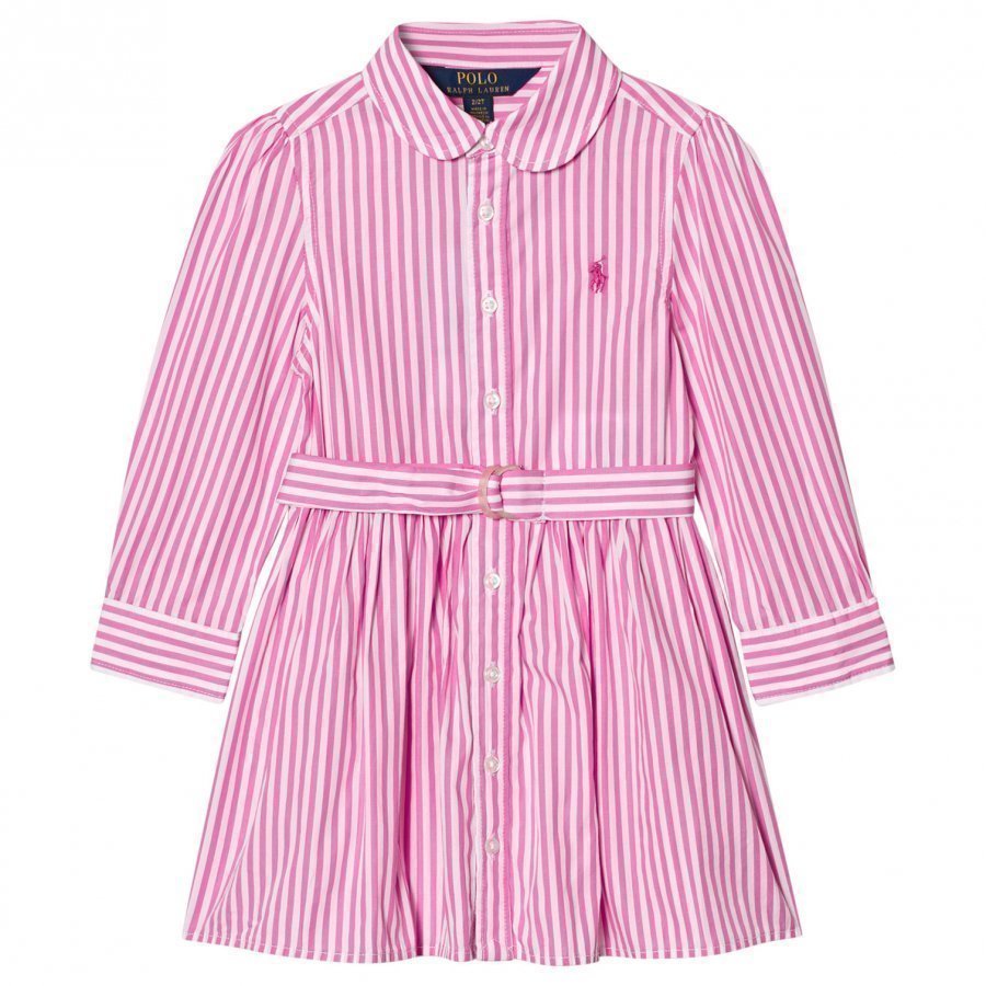 Ralph Lauren Striped Shirt Dress Pink/White Mekko