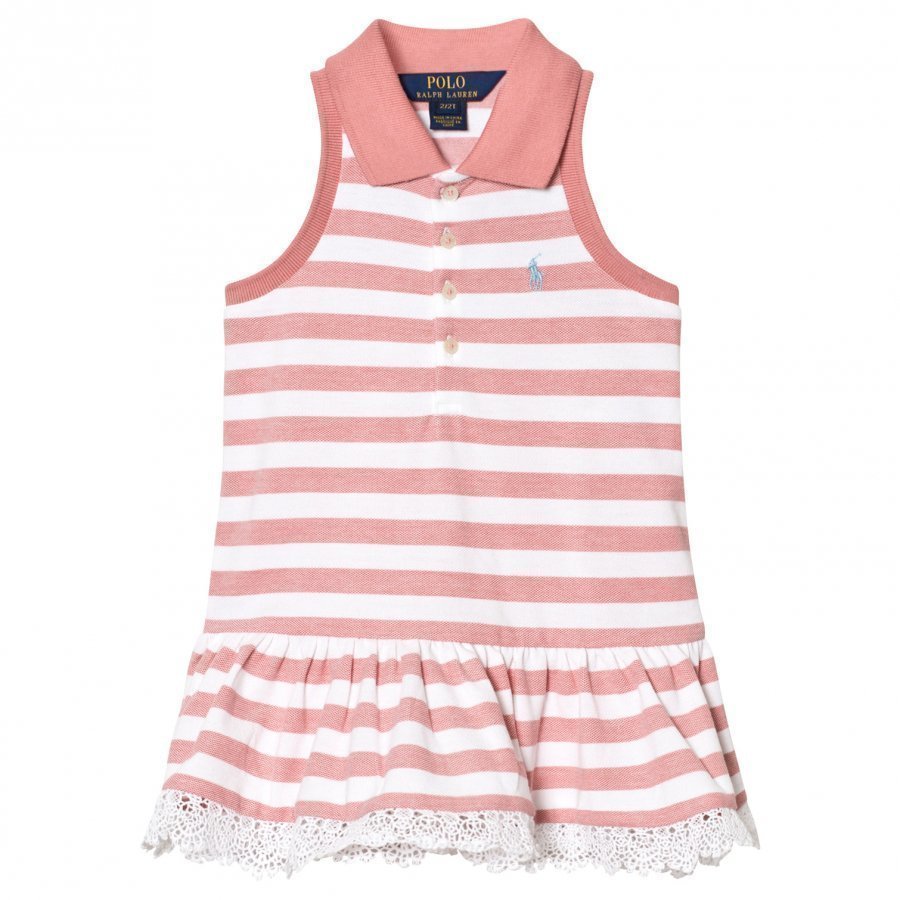 Ralph Lauren Striped Sleeveless Polo Dress Pink And White Mekko