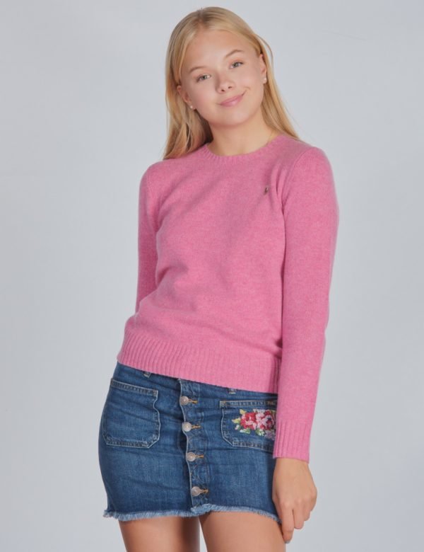 Ralph Lauren Wool Crew Tops Sweater Neule Vaaleanpunainen