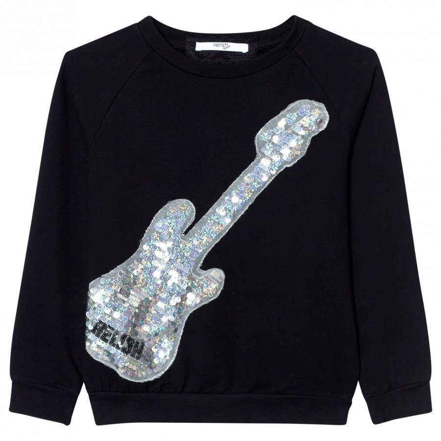 Relish Black Sequin Guitar Sweatshirt Oloasun Paita