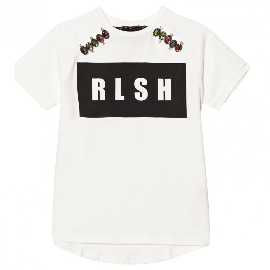 Relish Cream Rlsh Print And Jewelled Tee T-Paita