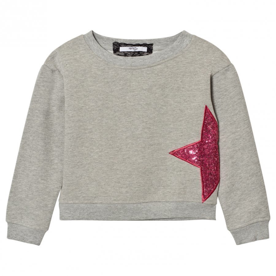 Relish Grey Sequin Star Sweatshirt Oloasun Paita