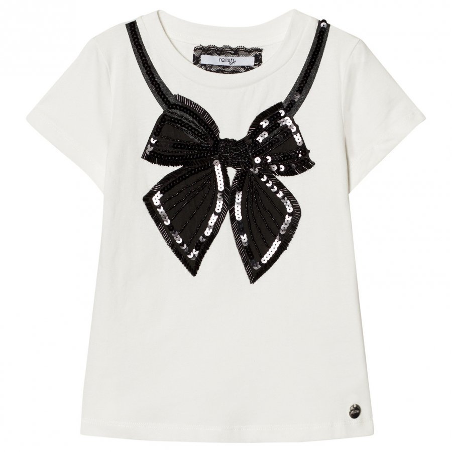 Relish White Sequin Beaded Tee T-Paita