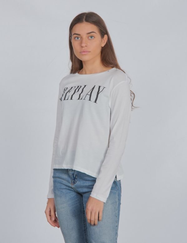 Replay Long Sleeved T Shirt T-Paita Valkoinen