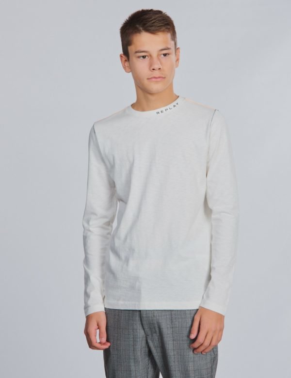 Replay Long Sleeved T Shirt T-Paita Valkoinen