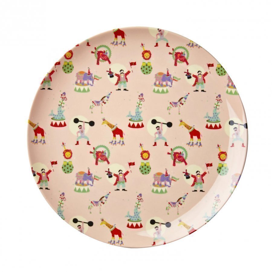 Rice A/S Melamine Lunch Plate Soft Pink Circus Print Lautanen