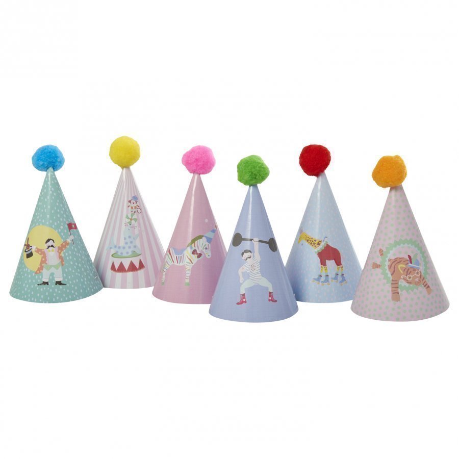 Rice Kids Paper Party Hat With Pompom 6 Assorted Prints Juhlatarvike