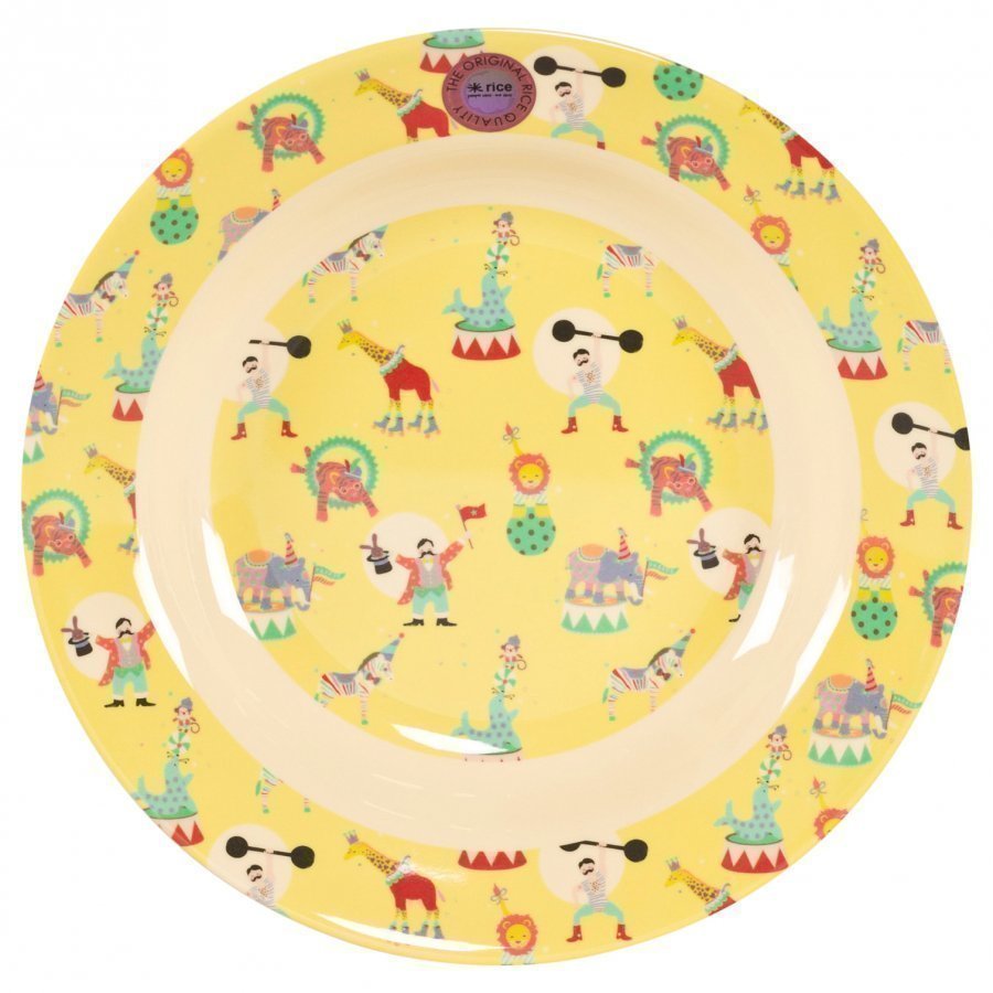 Rice Melamine Bowl With Circus Print Yellow Kulho