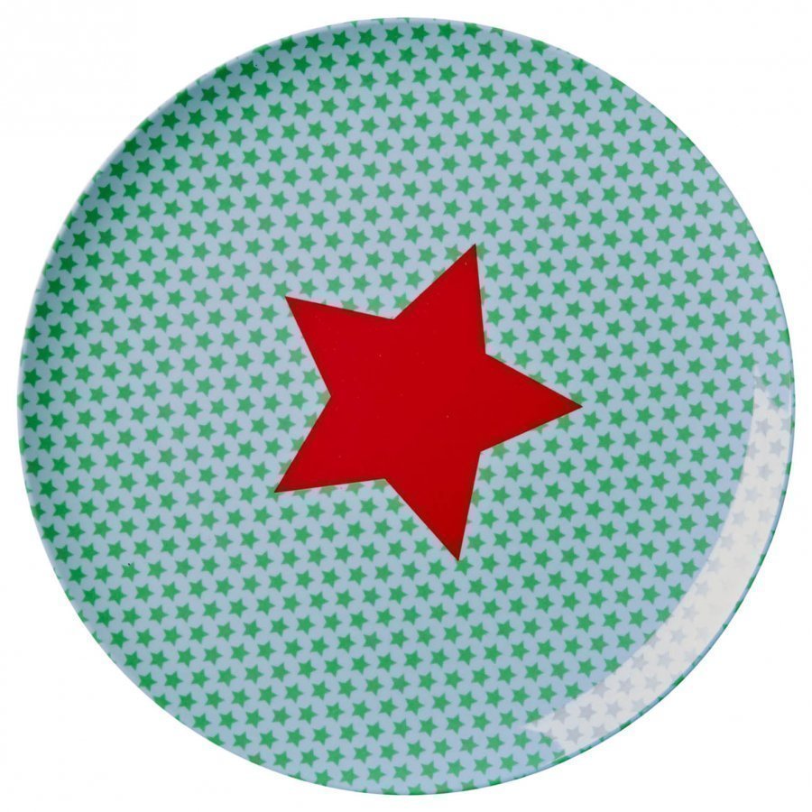 Rice Melamine Lunch Plate Blue Star Print Lautanen