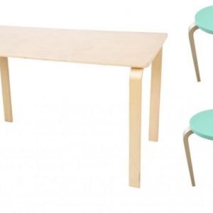 SG Furniture Pöytä/Kirjoituspöytä Koivu + Jakkara Junior 2kpl Mintunvihreä/Koivu Paketti