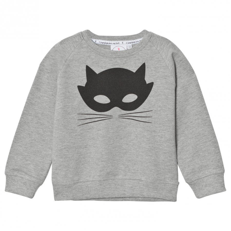 Scamp & Dude Chilled Fit Sweatshirt Grey Marl Cat Mask Oloasun Paita