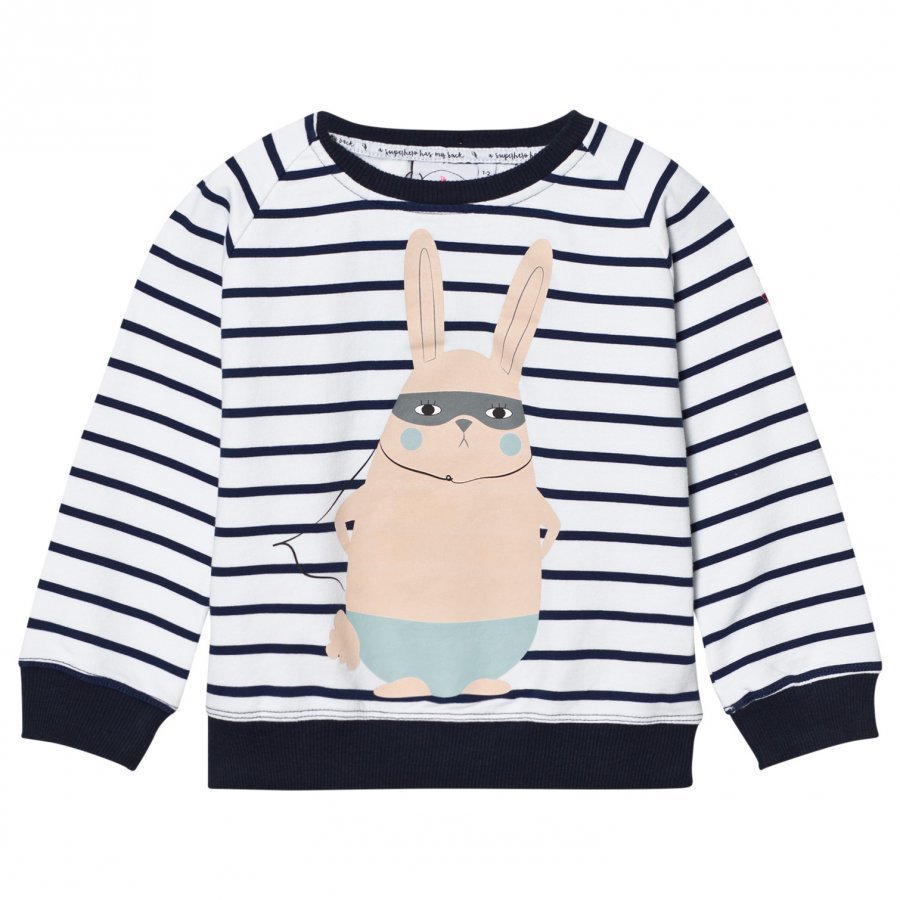 Scamp & Dude Chilled Fit Sweatshirt Navy/White Breton Bunny Oloasun Paita