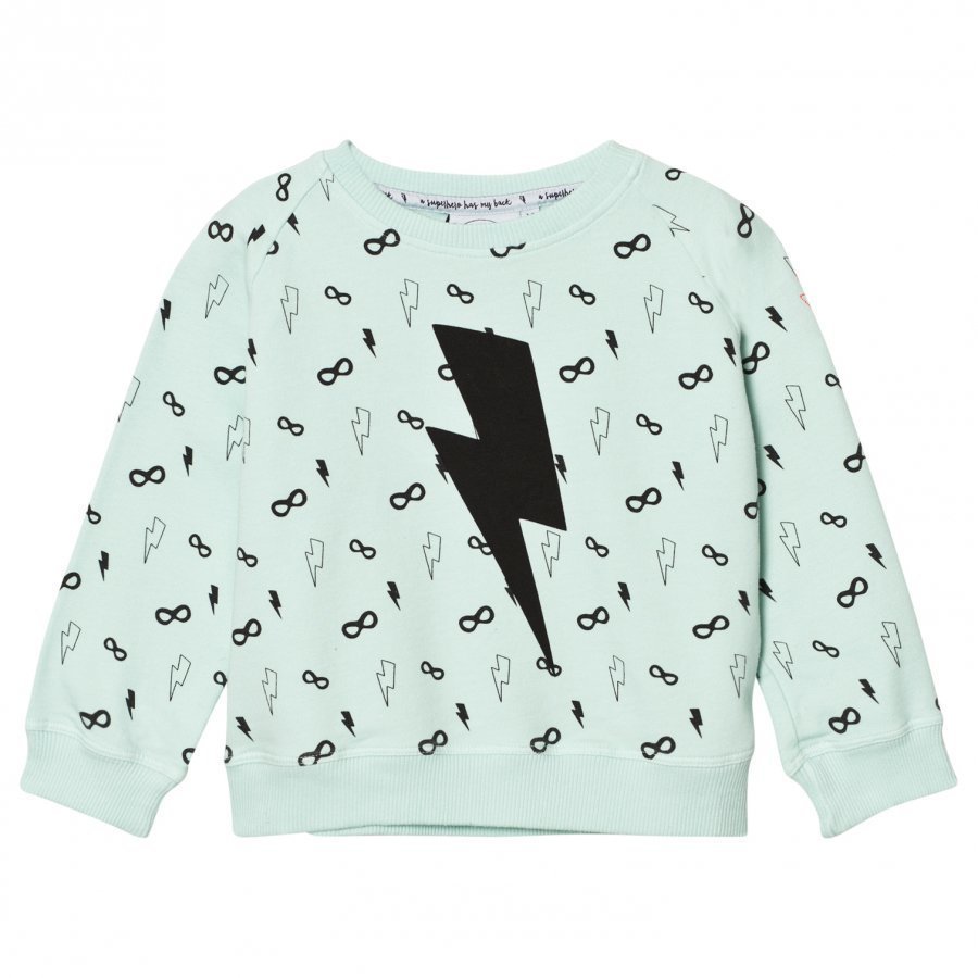 Scamp & Dude Cool Kid Sweatshirt Lightning Bolt Pale Green Oloasun Paita