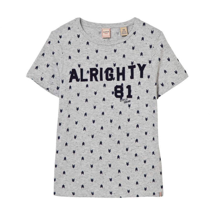 Scotch Shrunk Grey Alrighty Applique And Print Tee T-Paita