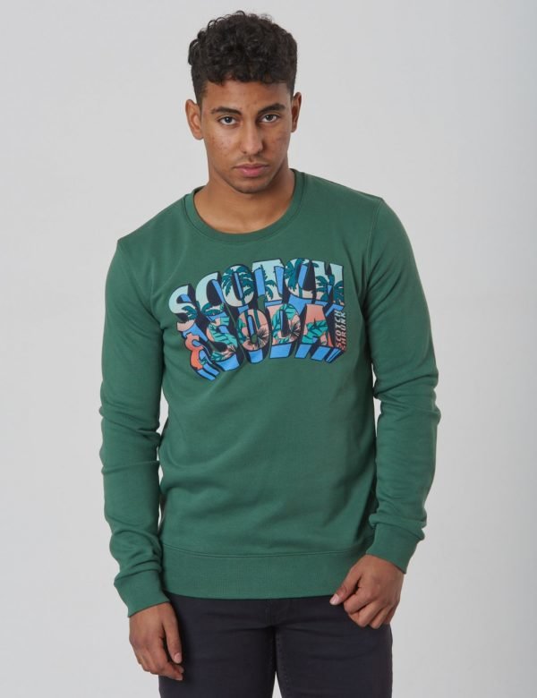 Scotch & Soda Crew Neck Sweat With Colourful Logo Artwork Neule Vihreä