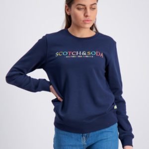 Scotch & Soda Crewneck Sweat With Artworks Neule Sininen