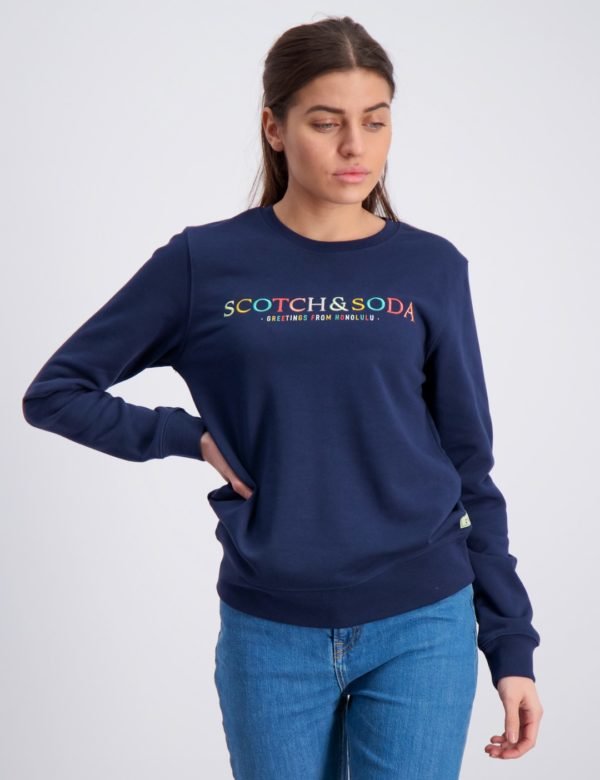 Scotch & Soda Crewneck Sweat With Artworks Neule Sininen