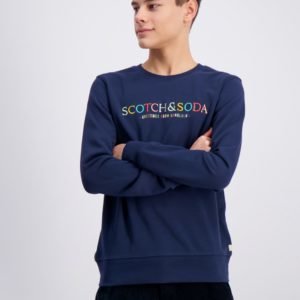 Scotch & Soda Crewneck Sweat With Artworks Neule Sininen