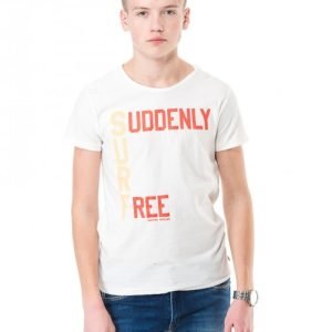 Scotch & Soda Tee With Text Artwork T-Paita Valkoinen