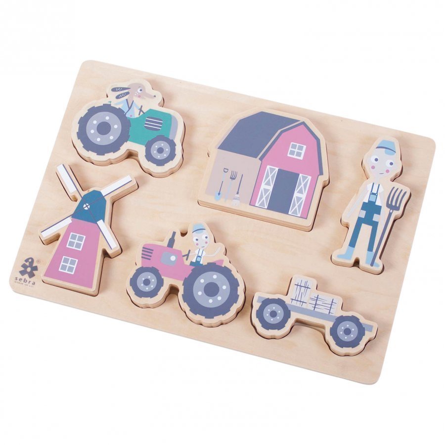 Sebra Farm Boy Wooden Chunky Puzzle Palapeli