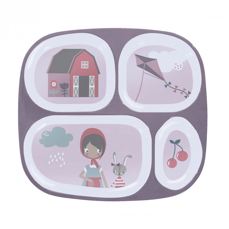 Sebra Melamine Plate W/4 Rooms Farm Girl Lautanen