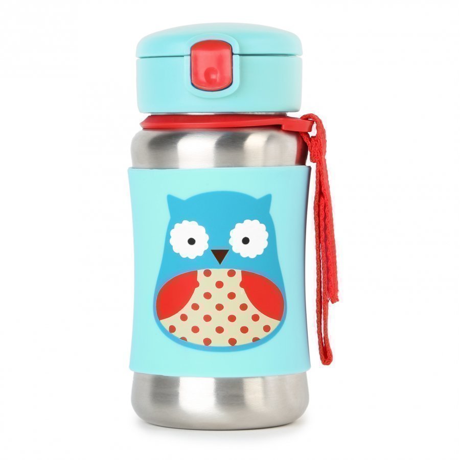 Skip Hop Zoo Stainless Steel Straw Bottle Owl Vesipullo