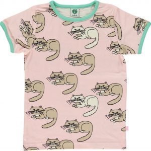 Småfolk Cat Ss T-Paita Vaaleanpunainen