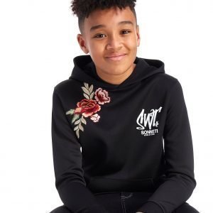 Sonneti Flower Applique Hoodie Musta