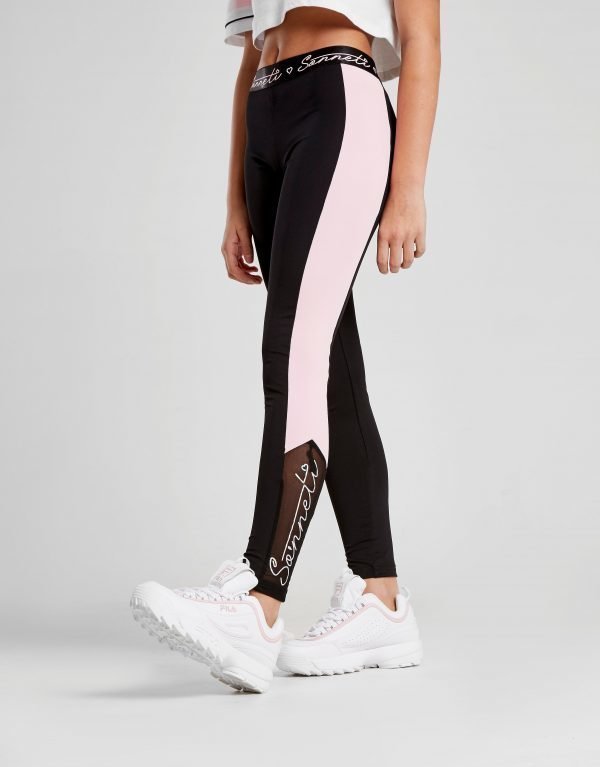 Sonneti Girls' Script Mesh Leggings Musta