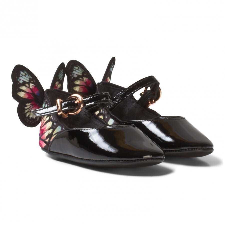 Sophia Webster Mini Chiara Embroidered Butterfly Crib Shoes Black/Multi Vauvan Kengät