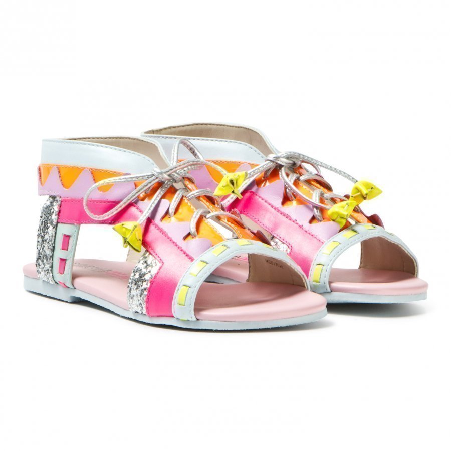 Sophia Webster Mini Fluro Pink Silver Glitter Riko Sandals Remmisandaalit